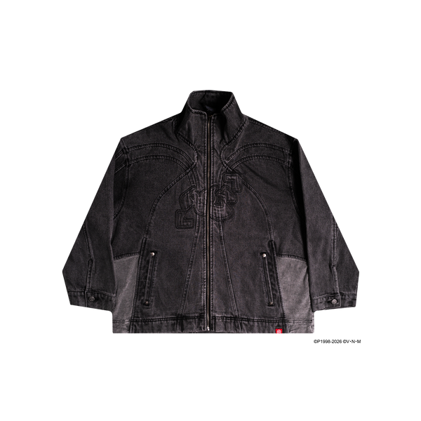 "Xin" Denim Biker Jacket (Grey)