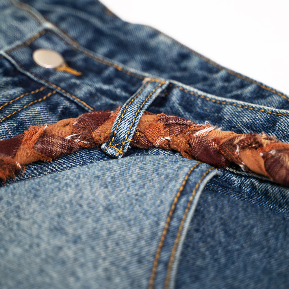 Distressed Logo Jorts (Blue)