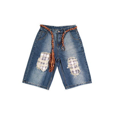 Distressed Logo Jorts (Blue)