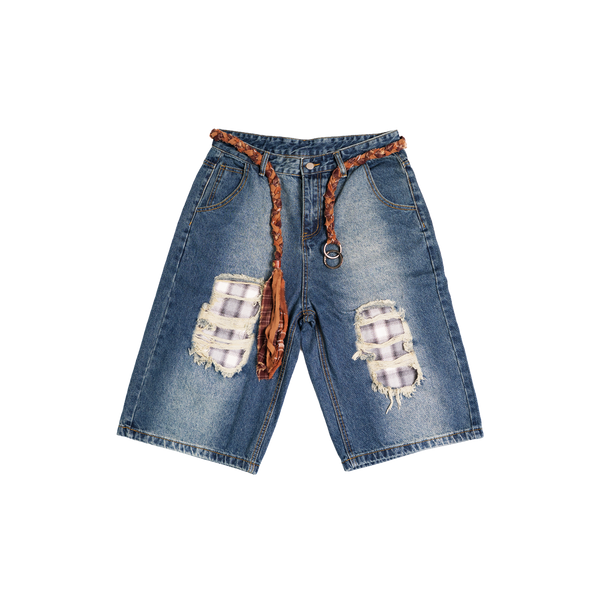 Distressed Logo Jorts (Blue)