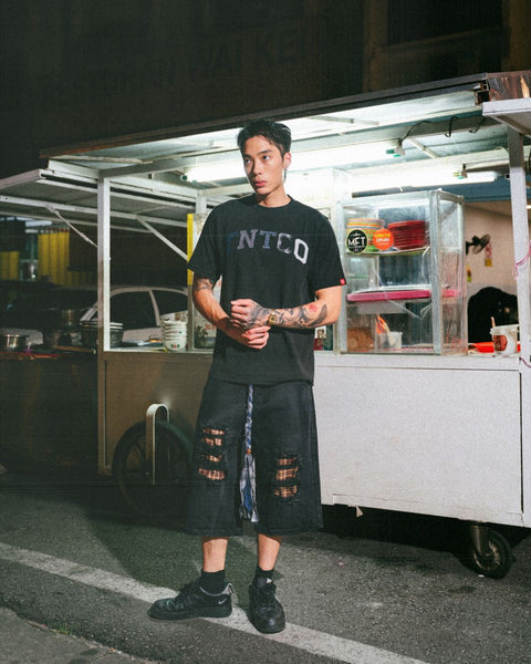 Distressed Logo Jorts (Navy)