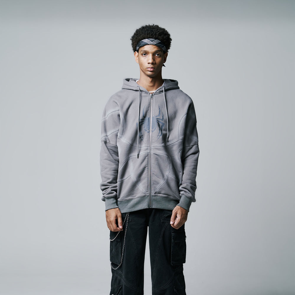 Web Zipped Hoodie (Grey)