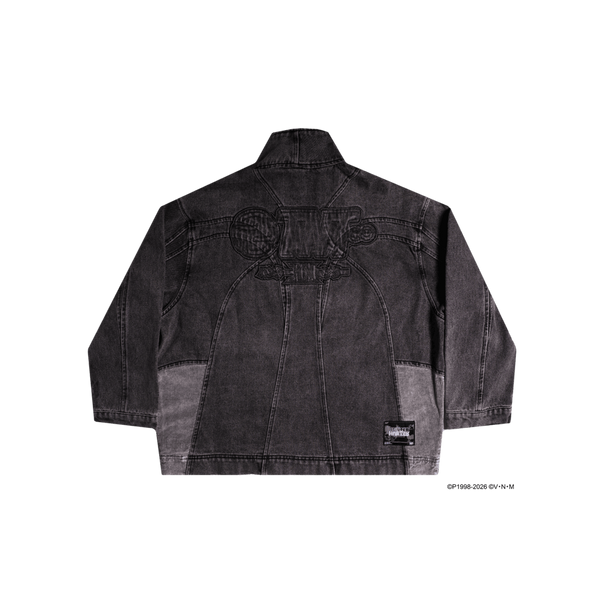 "Xin" Denim Biker Jacket (Grey)