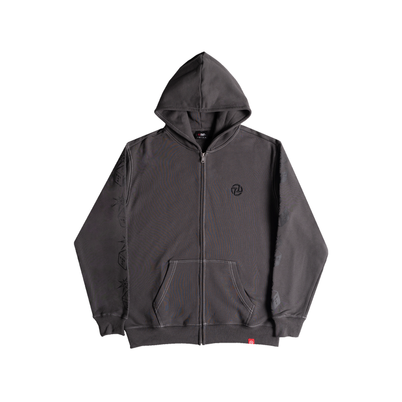 Zipped Contrast Hoodie (Grey)