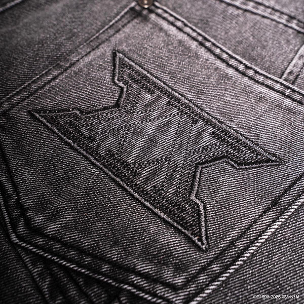"Xin" Denim Biker Pants (Grey)