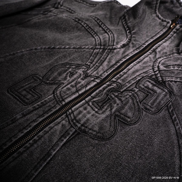 "Xin" Denim Biker Jacket (Grey)