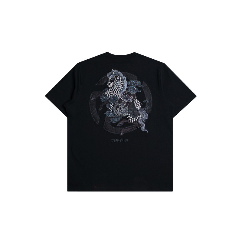 Tibetan Horse Tee (Black on Black)