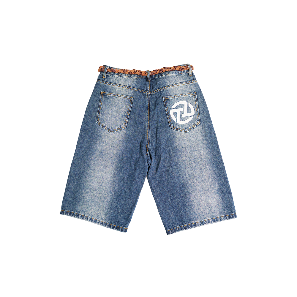 Distressed Logo Jorts (Blue)