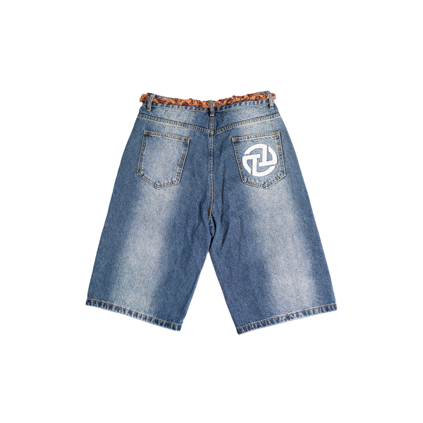 Distressed Logo Jorts (Blue)