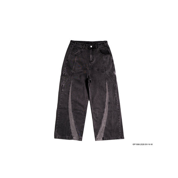 "Xin" Denim Biker Pants (Grey)