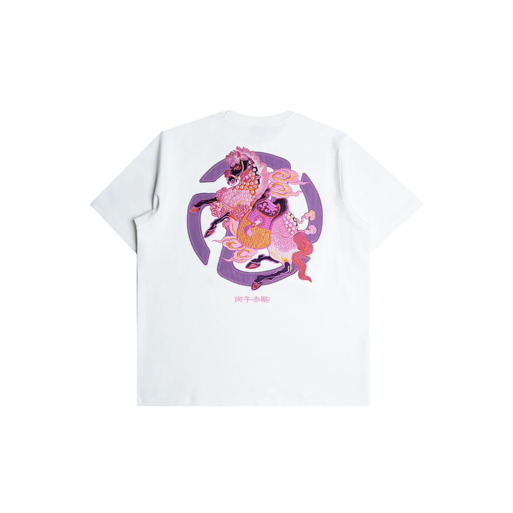 Tibetan Pink Horse Tee (White)