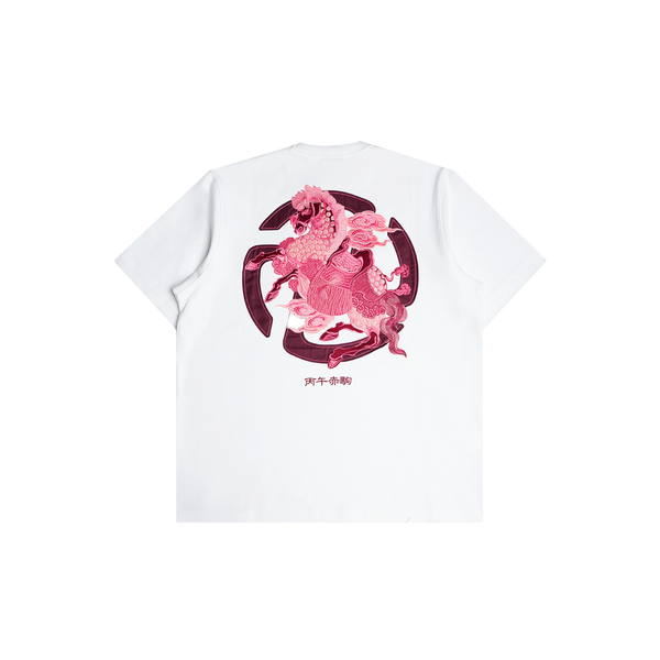 Tibetan Pink Horse Tee (White/Peach)