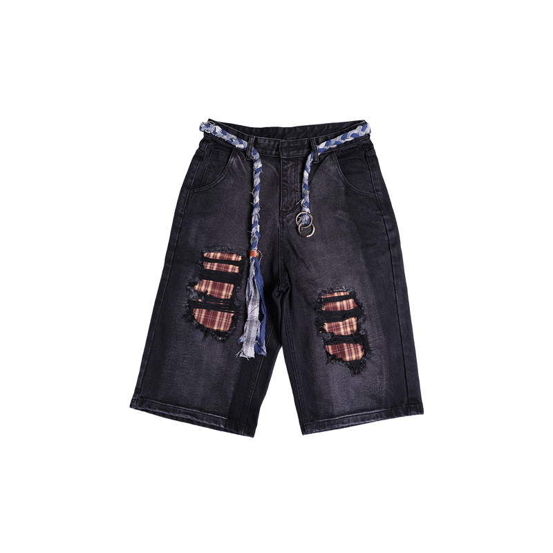 Distressed Logo Jorts (Navy)