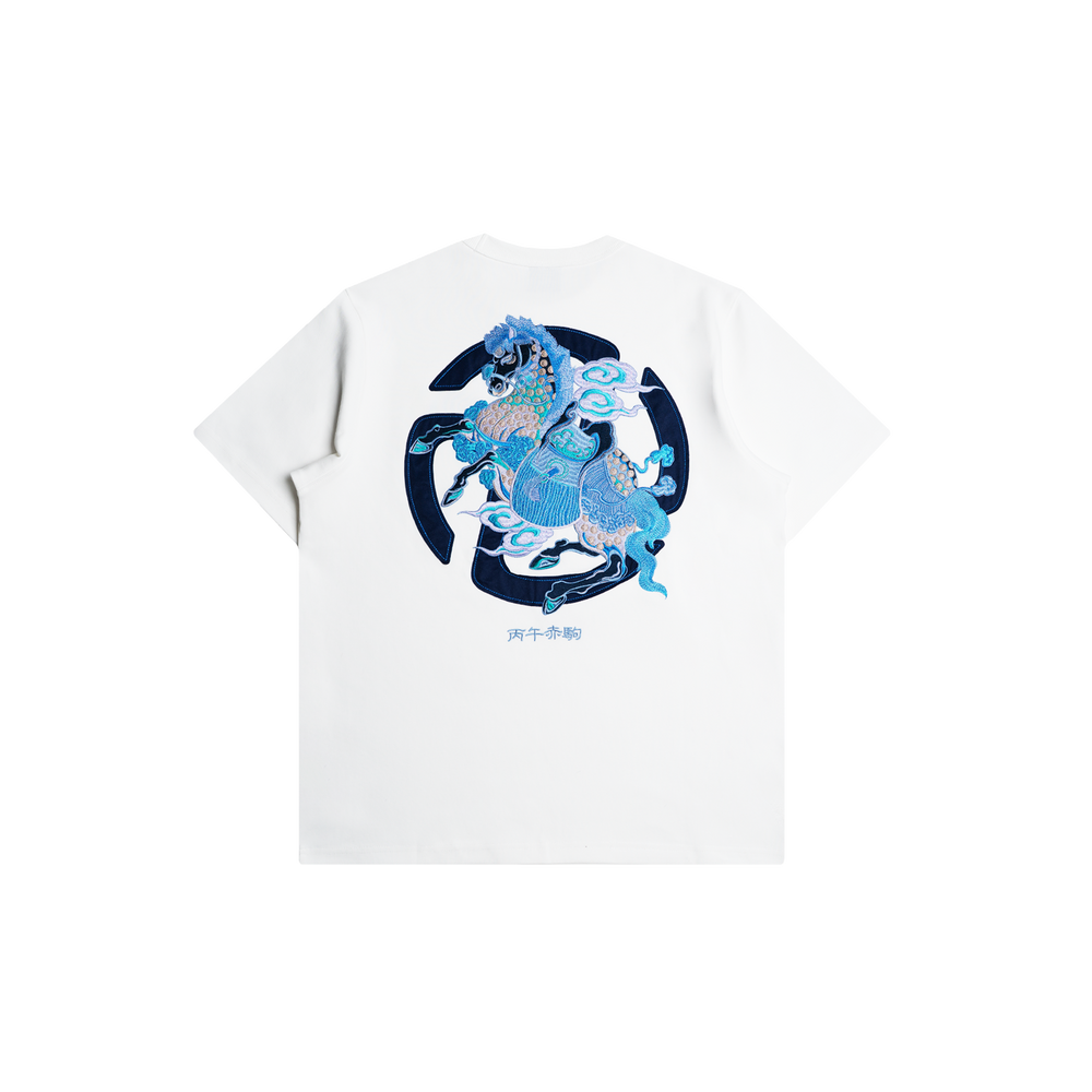 Tibetan Blue Horse Tee (White)