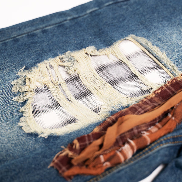 Distressed Logo Jorts (Blue)