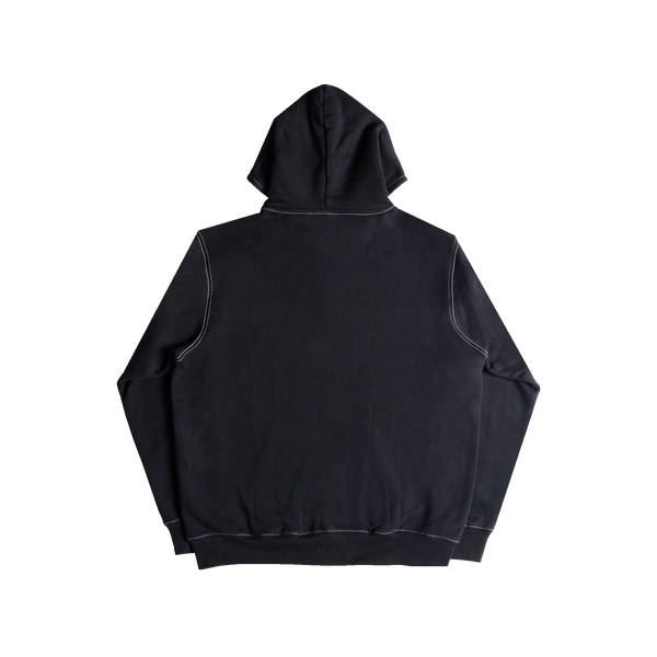Zipped Contrast Hoodie (Black)