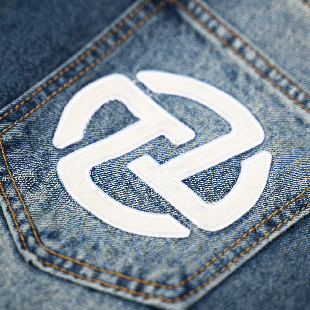 Distressed Logo Jorts (Blue)