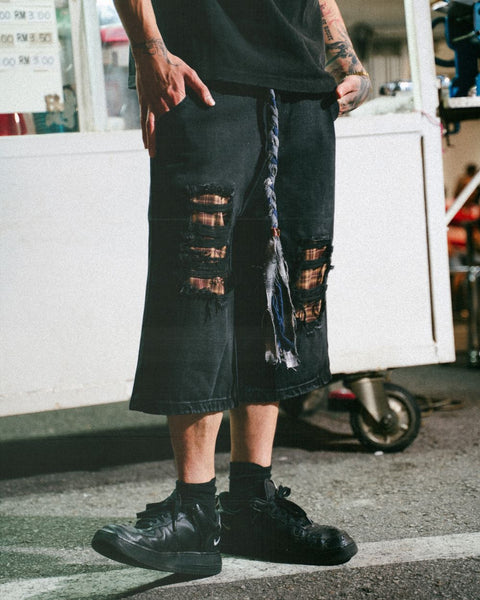 Distressed Logo Jorts (Navy)