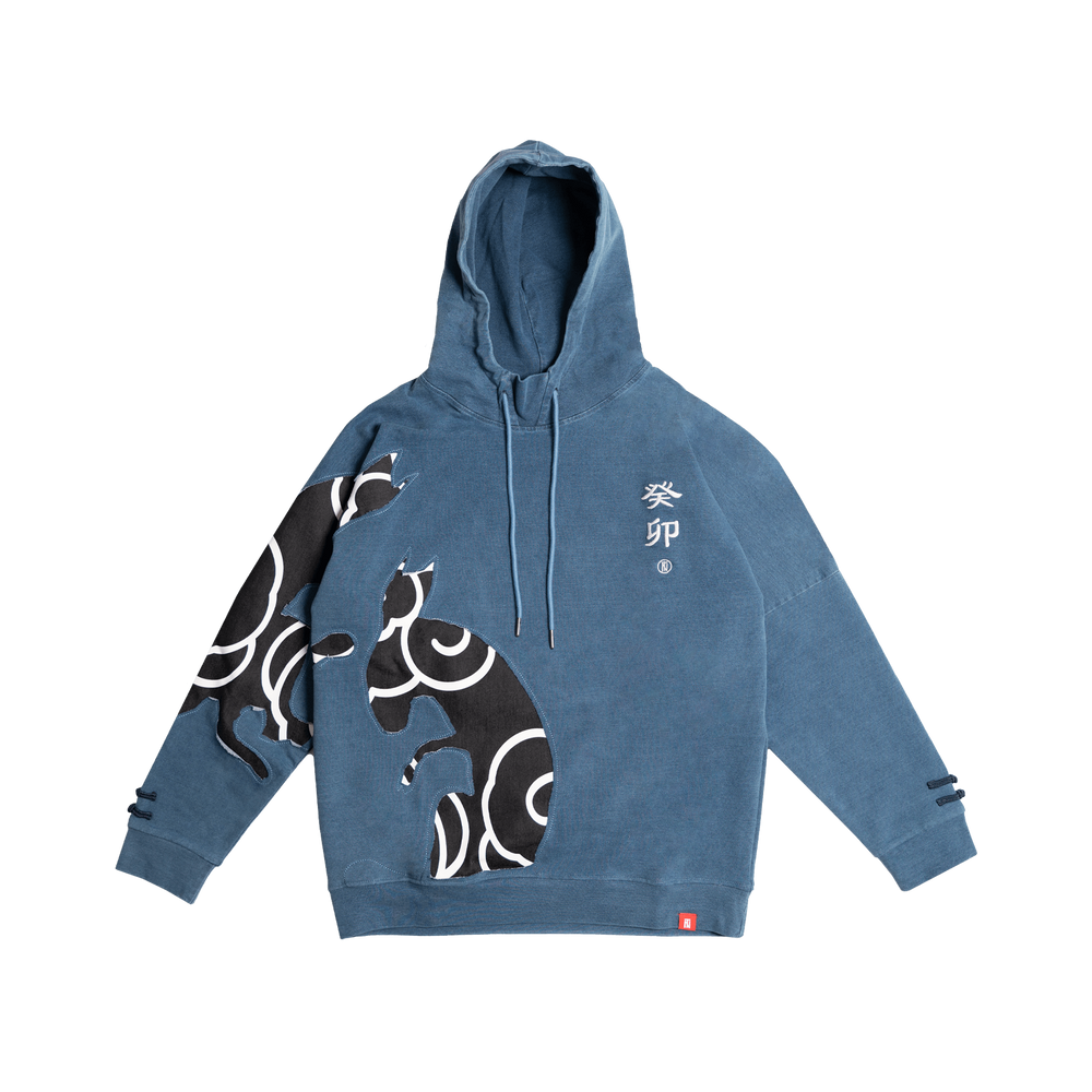 Mao Patched Hooded Sweatshirt (Navy)