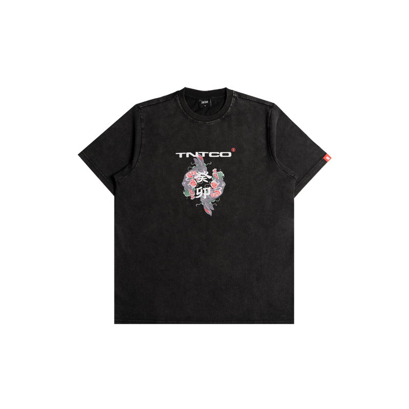 Stoned Wash Mao Tee (Black)